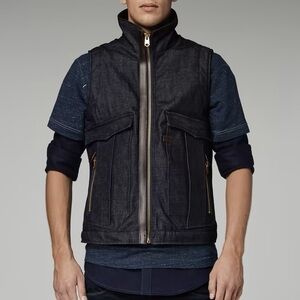 G-Star Dark Denim Vest with Gold Accents